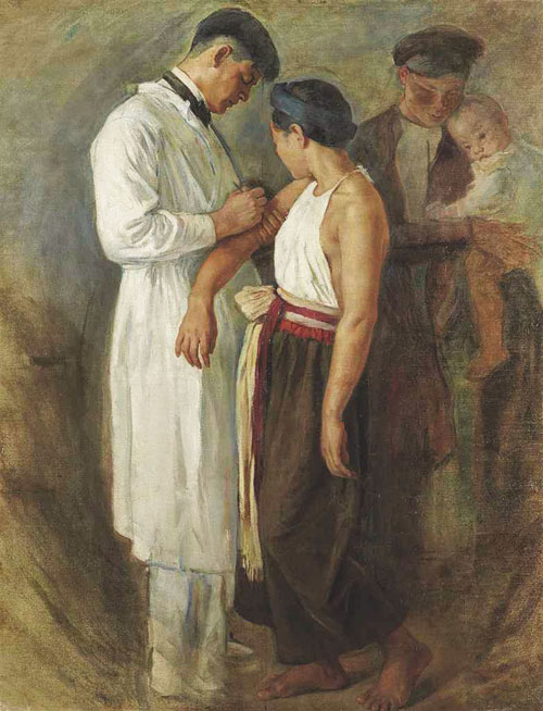họa sĩ Victor Tardieu người pháp với bức tiêm chủng